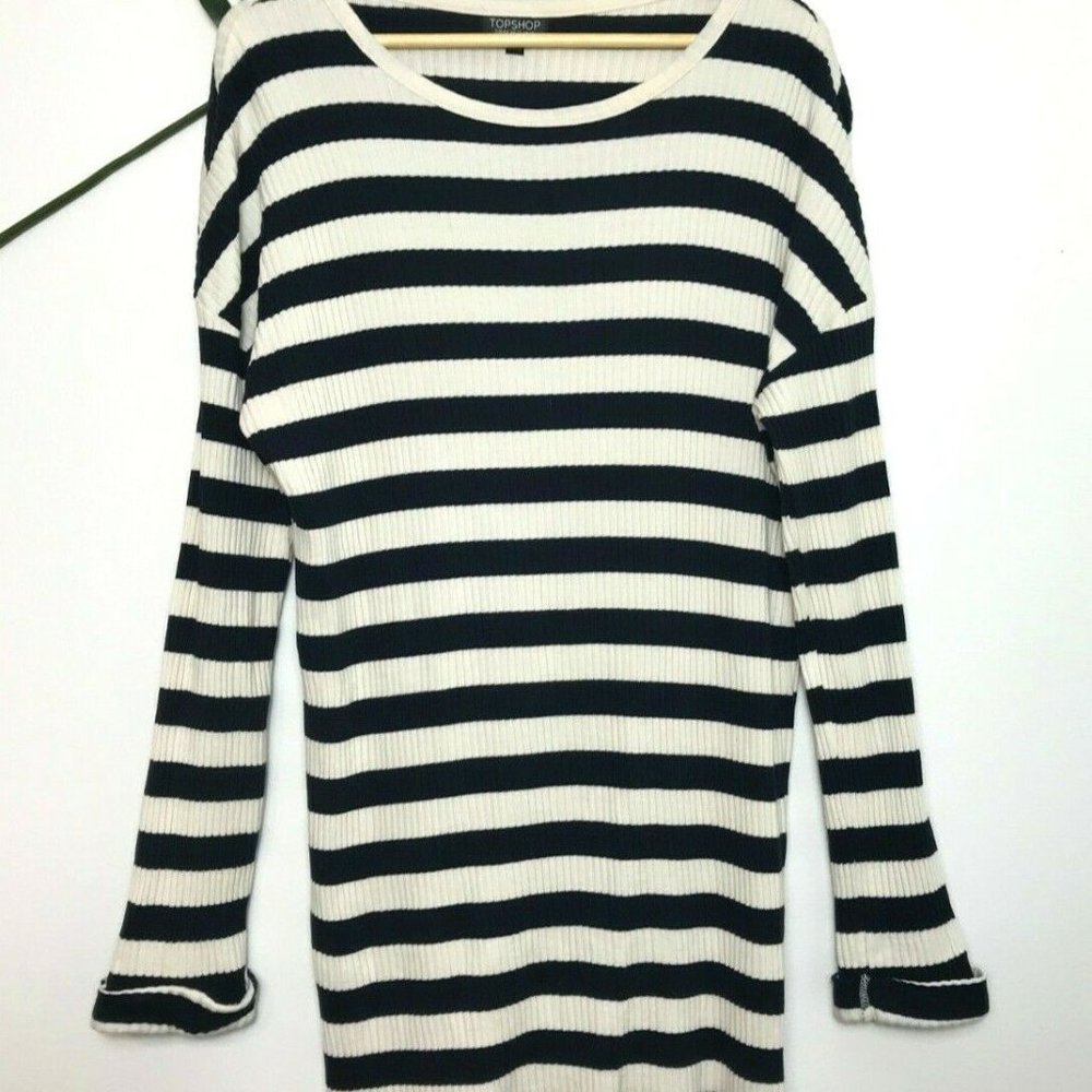 Topshop Long Sleeve Ribbed Knit Mini Casual Dress